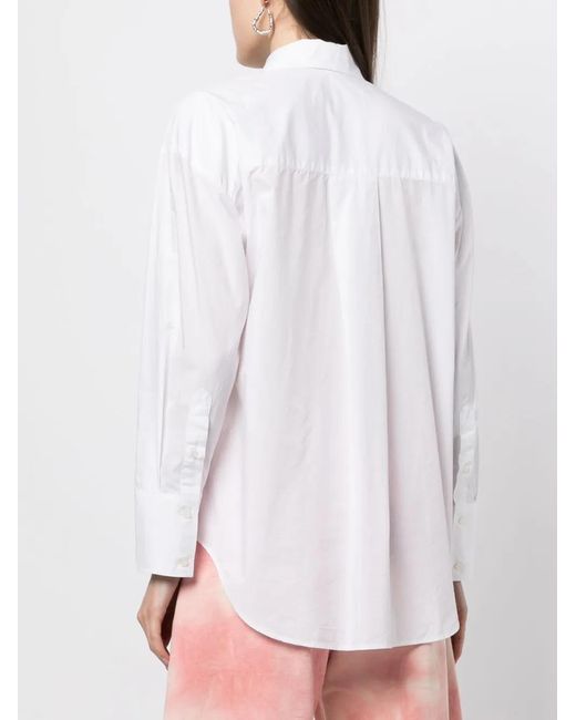 MSGM White Rose-Print Poplin Shirt