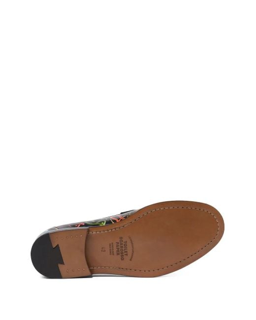Scarosso Black Graphic-Print Loafers for men