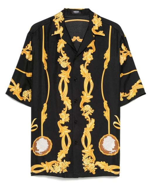 Versace Cameo Zijden Overhemd in het Black voor heren