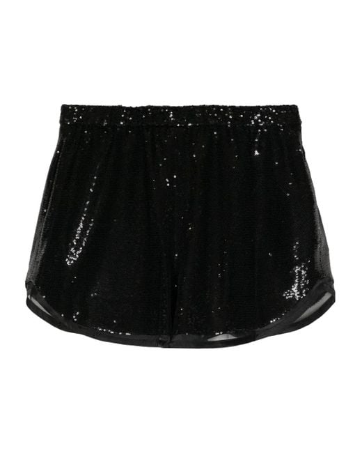Juun.J Black Sequinned Mini Shorts