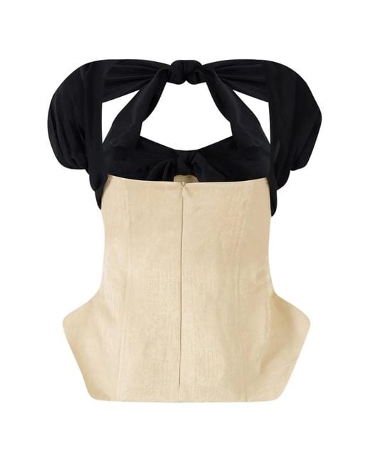 Rosie Assoulin Black Bow Peplum Top