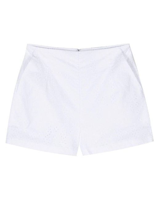 DKNY White Broderie-anglaise Cotton Shorts