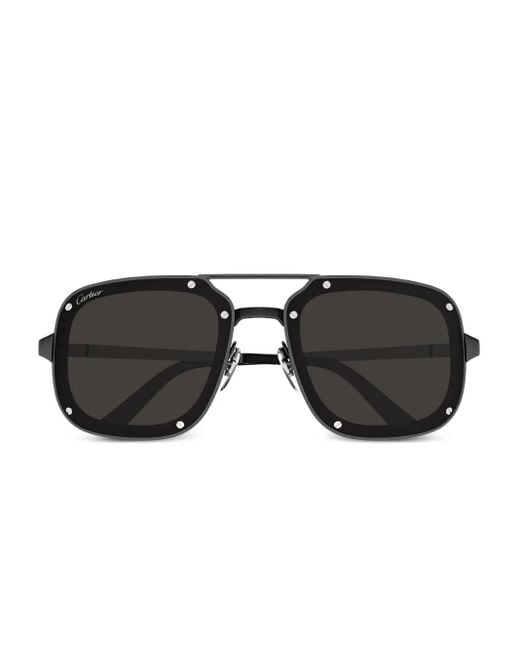 Cartier Black Pilot-Frame Sunglasses for men