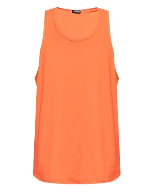 DSquared² Orange Icon Logo-Print Tank for men