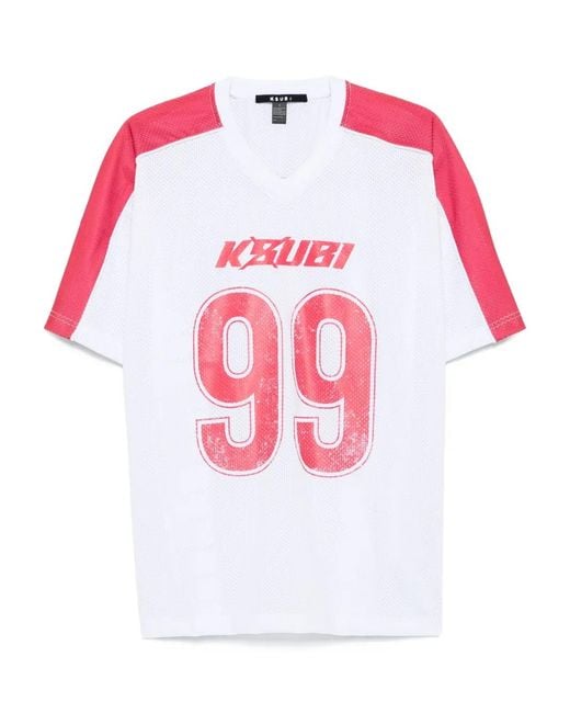 Ksubi Pink Stinger Moto Boyfriend 99-Number Ribbed Jersey Top