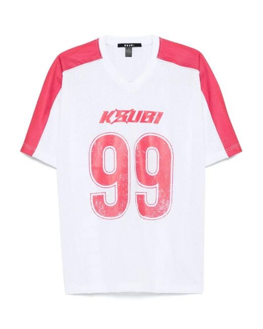 Ksubi Pink Stinger Moto Boyfriend 99-Number Ribbed Jersey Top