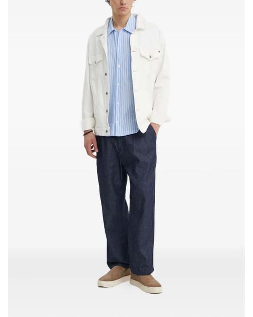 Samsøe & Samsøe Blue Chest-Pocket Striped-Pattern Shirt for men