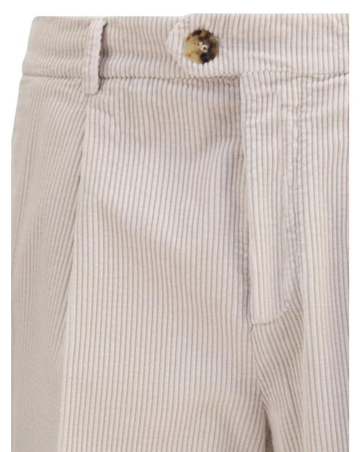 Pantalones de pana con pinzas Brunello Cucinelli de hombre de color Gray
