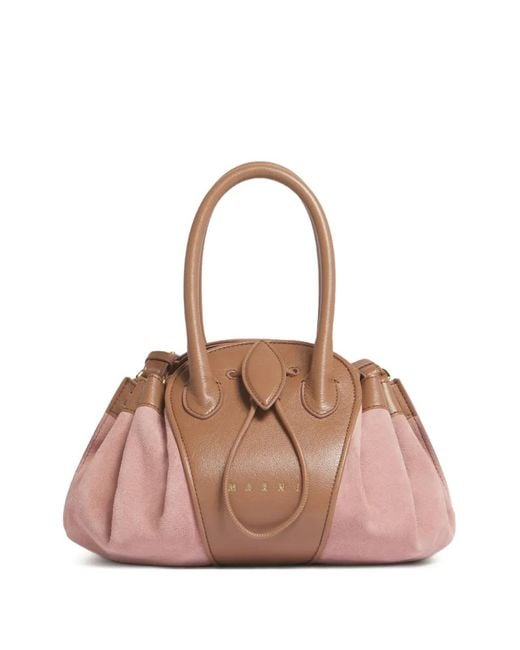 Marni Pink Leather And Suede Tulipea Small Handbag