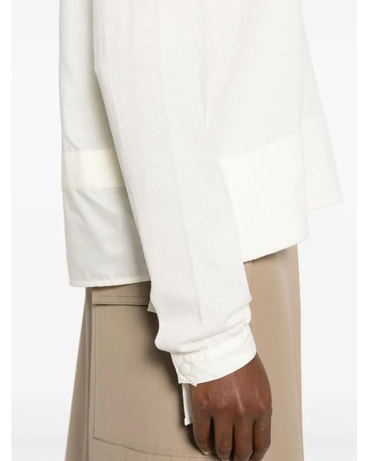Moncler White Fine-Knit Panelled Jumper