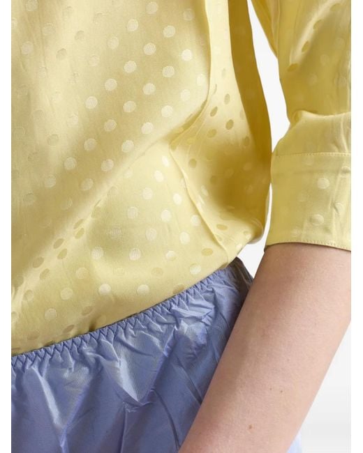 Prada Yellow Polka-Dot Satin Shirt
