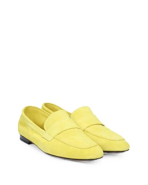Doucal's Yellow Suede Penny Loafers