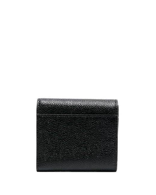 Thom Browne Black Pebble Grain Coin Compartment Small Purse