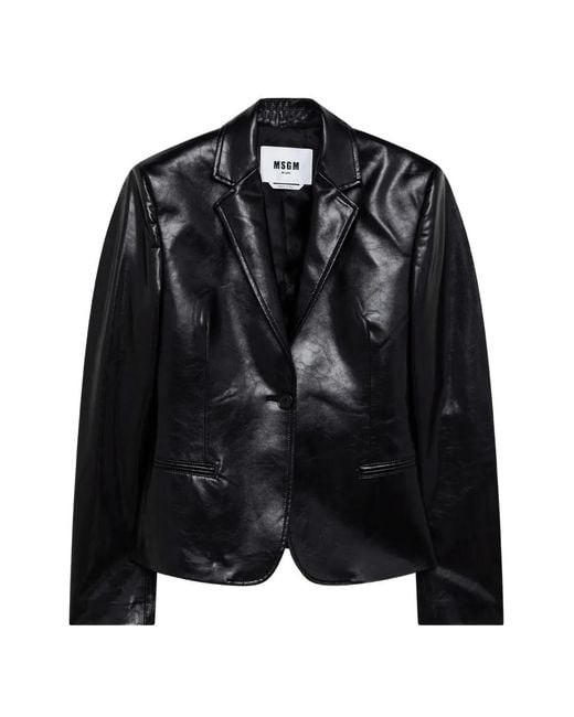 MSGM Black Notched-Lapels Single-Breasted Jacket