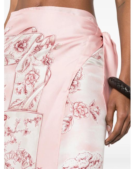 Ferragamo Pink Voyage-Print Silk Pareo