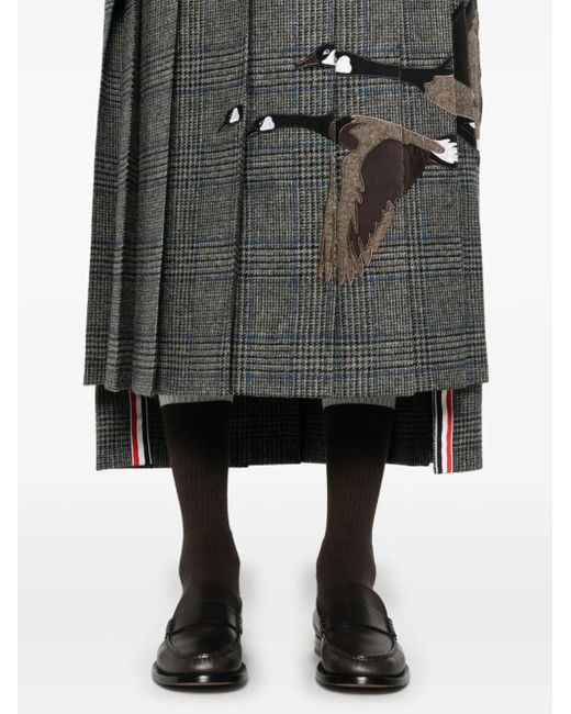 Gonna Midi Plissettata Con Applicazione Flying Geese di Thom Browne in Gray