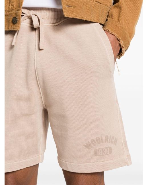 Woolrich Natural Logo-print Cotton Track Shorts for men