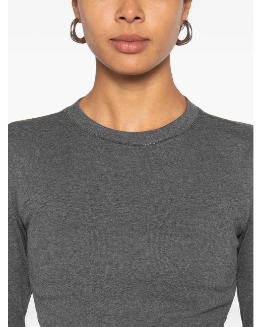Brunello Cucinelli Gray Monili-Trim Long-Sleeve T-Shirt