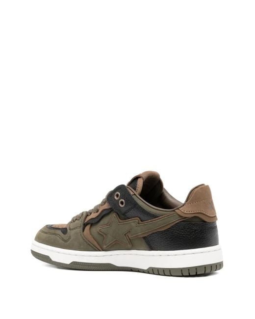A Bathing Ape Brown Star-Patch Lace-Up Trainer