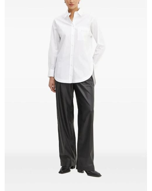 Boss White Embroidered-Pocket Shirt