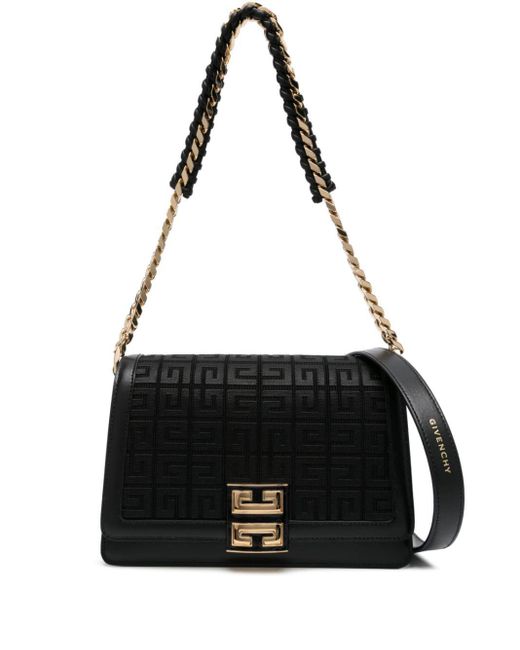 Givenchy Black Medium 4g-embroidered Shoulder Bag