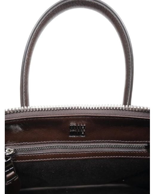 Miu Miu Brown Shiny Leather Handbag