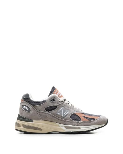 New Balance White 991V2 Lace-Up Sneakers