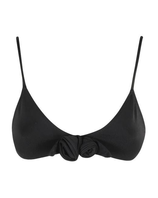 Top de bikini con apliques florales Coperni de color Black