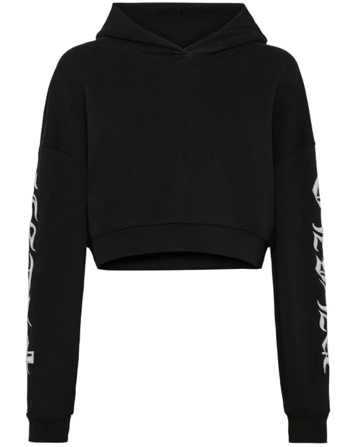 Hoodie Crop À Logo Brodé Philipp Plein en coloris Black