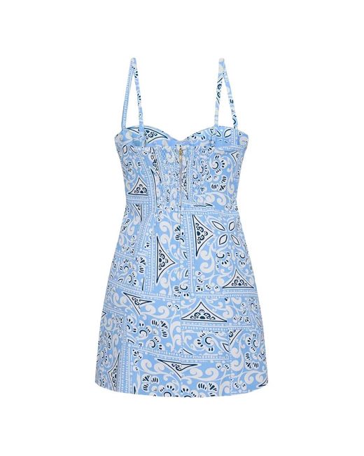 Cara Cara Blue Claudine Heart-Tile Mini Dress