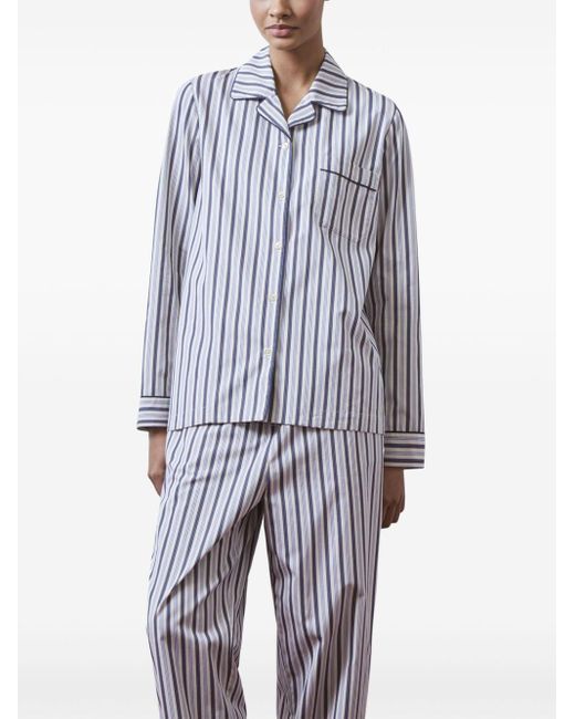 12 STOREEZ White Striped Cotton Pyjama Set