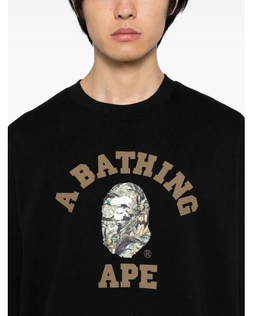 A Bathing Ape Black Logo-Printed Sweatshirt for men