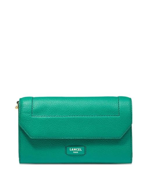 Lancel Green Chain-Strap Leather Wallet