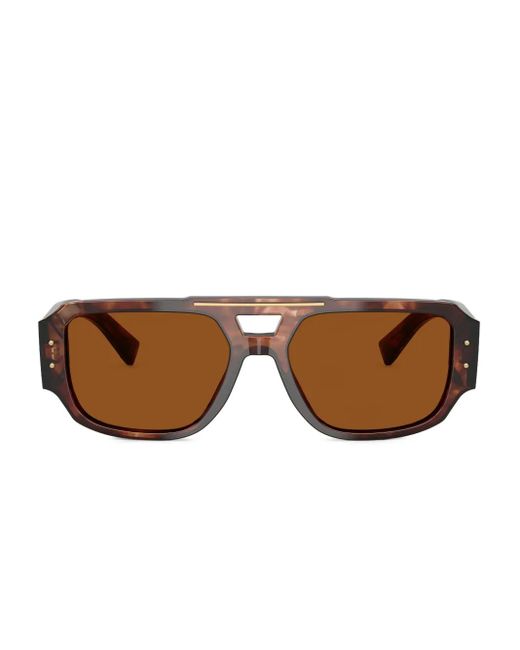 Dolce & Gabbana Brown Logo-Plaque Sunglasses for men