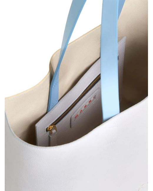 Sac Cabas À Logo Brodé Marni en coloris White