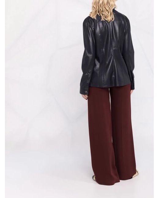 Nanushka Black Long-Sleeved Faux-Leather Shirt