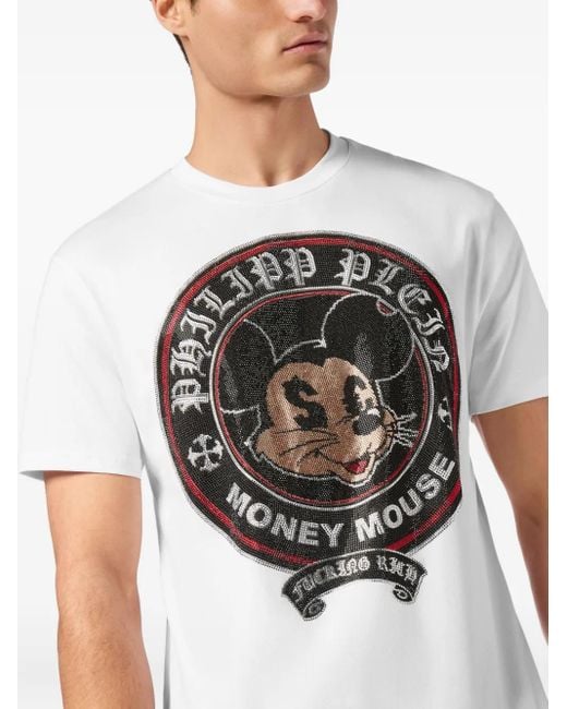 Philipp Plein White Money Mouse T-Shirt for men
