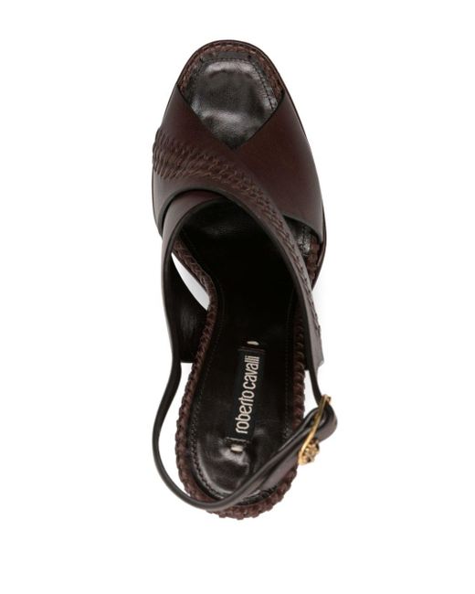 Roberto Cavalli Brown 165mm Leather Platform Sandals