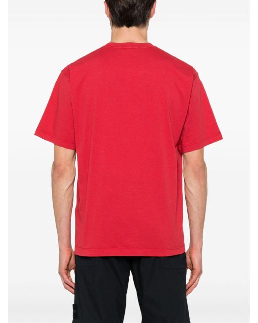 Stone Island Red Logo-print Cotton T-shirt for men