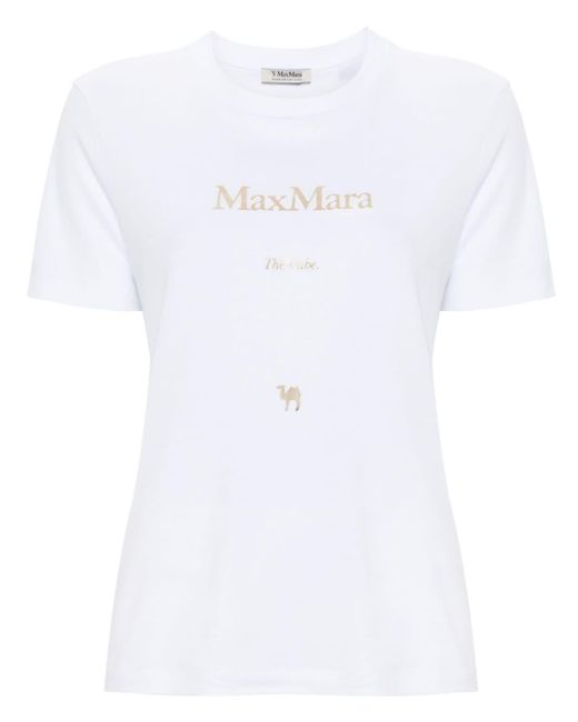 Max Mara White Quieto Logo-print T-shirt