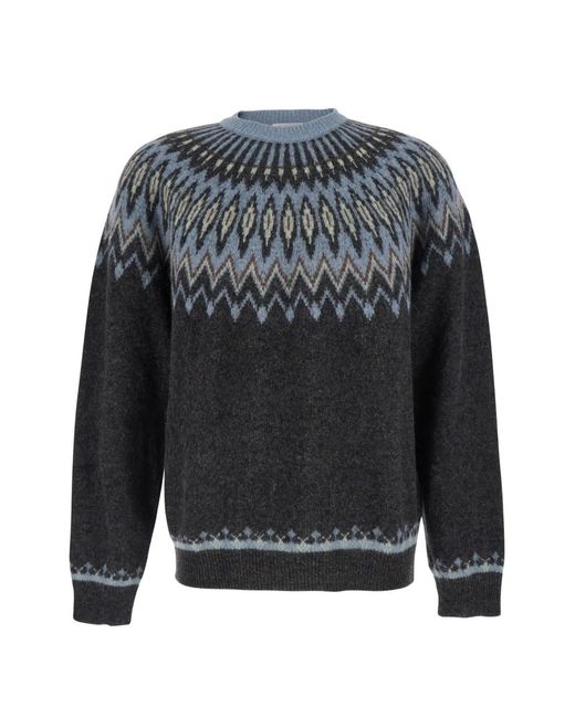 Roberto Collina Gray Fair Isle-Knit Sweater for men