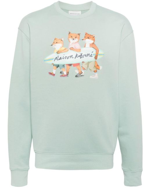 Maison Kitsuné Blue Signature Fox Motif Cotton Sweater for men