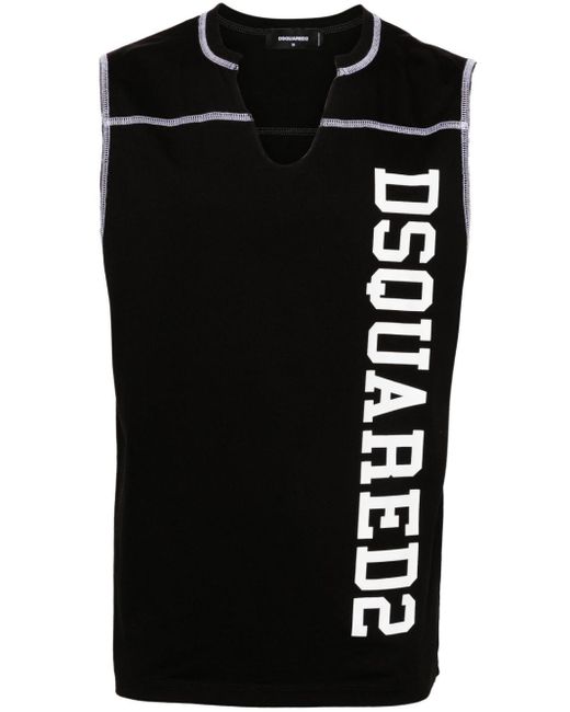 DSquared² Black Logo-print Cotton Tank Top for men