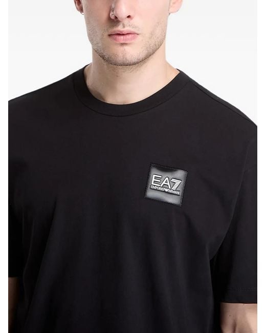 EA7 Black Logo-Patch T-Shirt for men