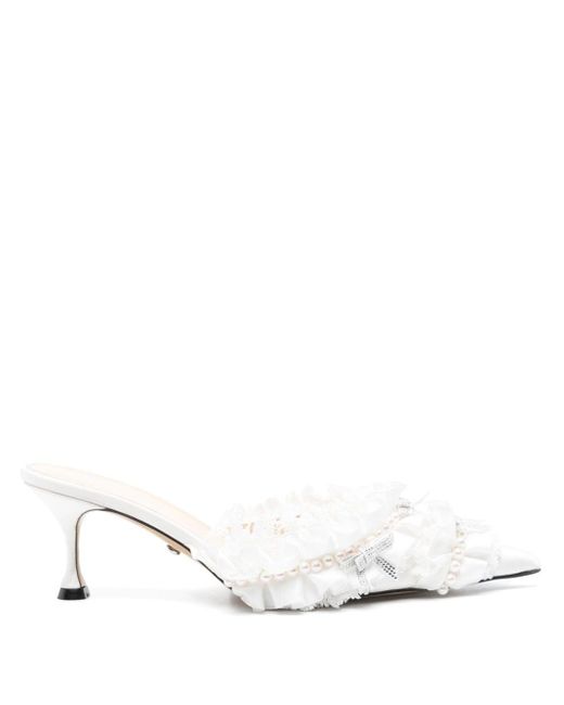 Mach & Mach White Beauty Of Antoinette 65mm Mules