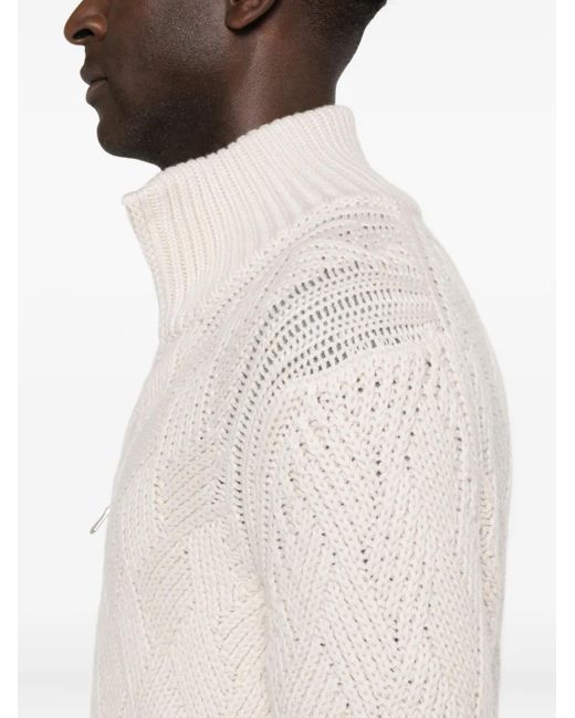 Patterned zip-up cardigan Barba Napoli de hombre de color White