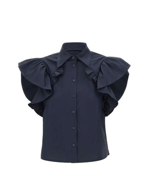 Kaos Blue Ruffled Shirt