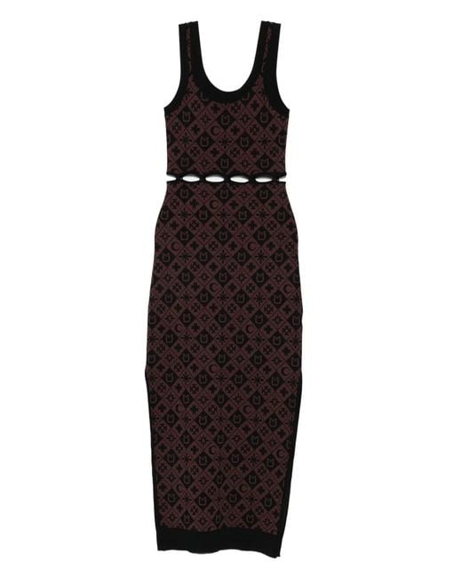 Nanushka Purple Cut-Out Patterned Midi Dress