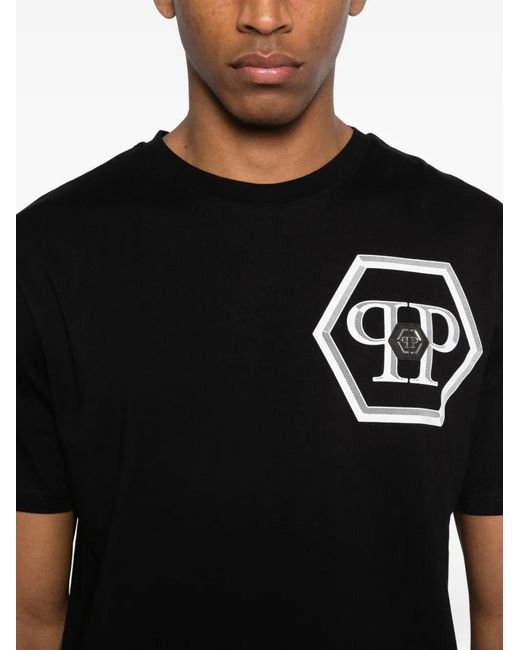 Philipp Plein Black T-Shirt With Logo for men