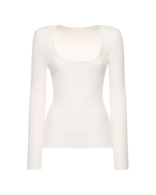 Jacquemus White Scoop-Neck Long-Sleeve Sweater